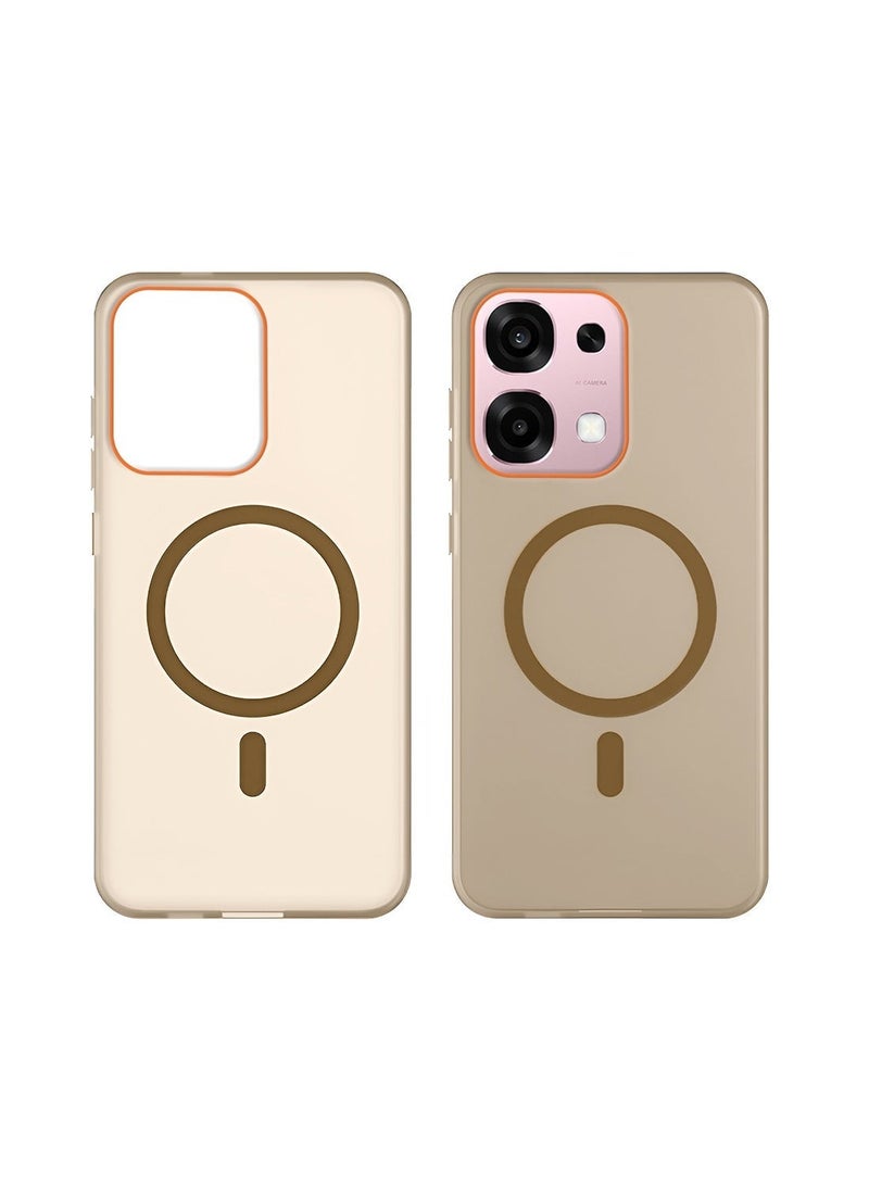 Wtech Oppo A6 Pro / Oppo F31 5G 2025 Hybrid Translucent Magsafe with Magnetic Charging Raised Camera Lips Elegant Look Case Cover (MCMPMN) - Brown - Image 2